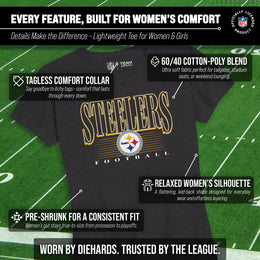 Pittsburgh Steelers NFL Womens Overtime Blueprint Tag-Less T-Shirt - Black