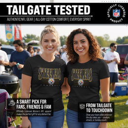 Pittsburgh Steelers NFL Womens Overtime Blueprint Tag-Less T-Shirt - Black