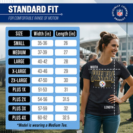 Pittsburgh Steelers NFL Womens Overtime Blueprint Tag-Less T-Shirt - Black