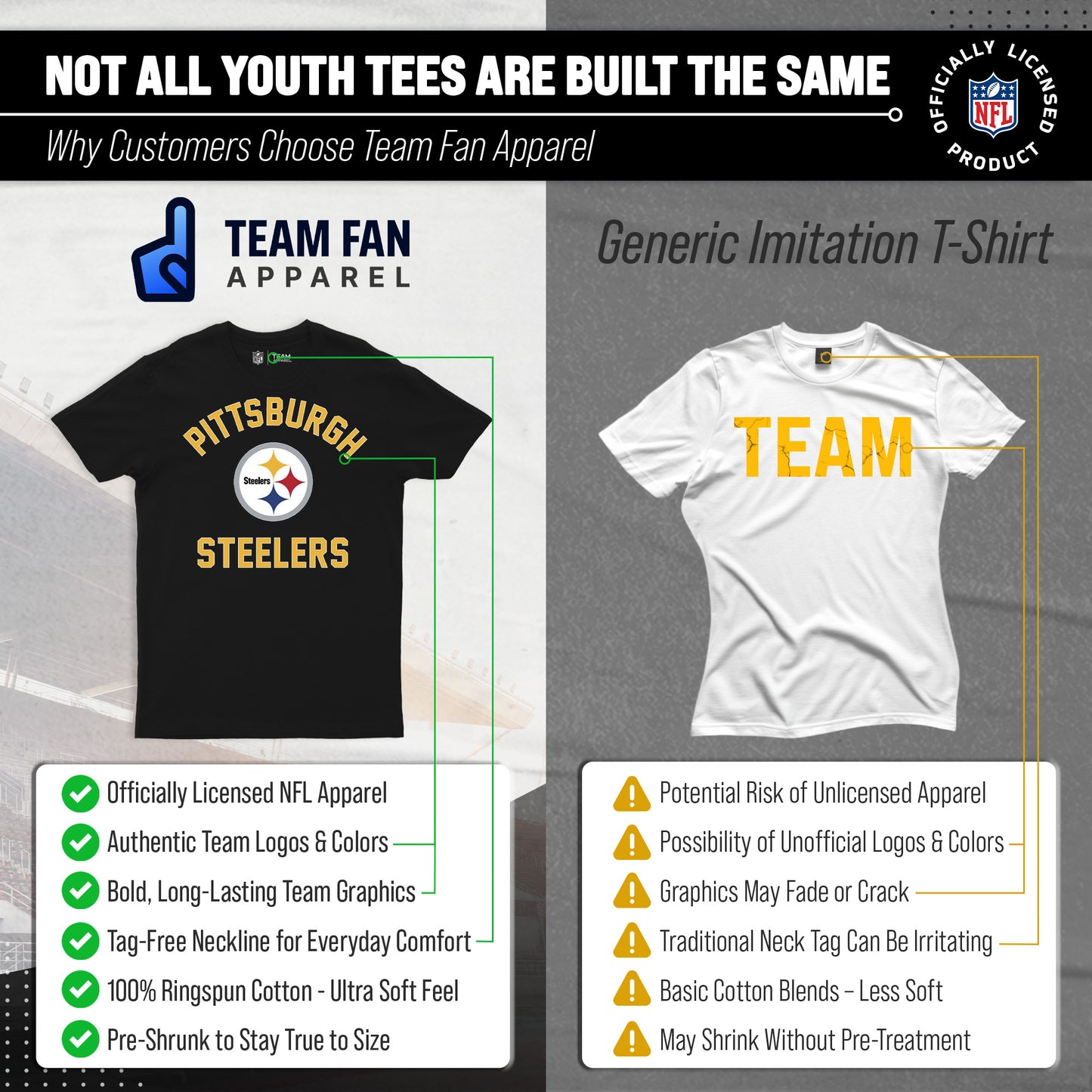 Pittsburgh Steelers NFL Youth Gameday Football T-Shirt - Black