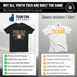 Pittsburgh Steelers NFL Youth Overtime Blueprint Football T-Shirt Unisex Tag Free Comfortable - Black