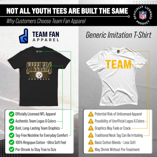 Pittsburgh Steelers NFL Youth Overtime Blueprint Football T-Shirt Unisex Tag Free Comfortable - Black