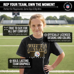 Pittsburgh Steelers NFL Youth Overtime Blueprint Football T-Shirt Unisex Tag Free Comfortable - Black