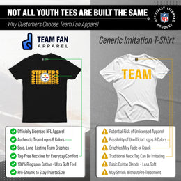 Pittsburgh Steelers NFL Youth Repeating Logo Football T-Shirt Unisex Tag Free Comfortable - Black