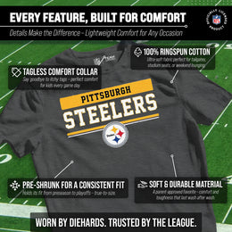 Pittsburgh Steelers NFL Youth Short Sleeve Charcoal T Shirt - Charcoal