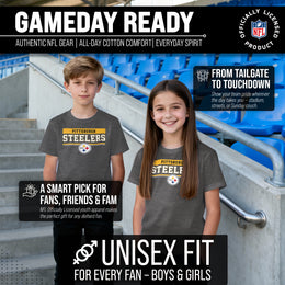 Pittsburgh Steelers NFL Youth Short Sleeve Charcoal T Shirt - Charcoal