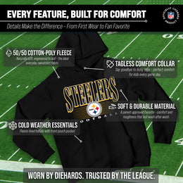 Pittsburgh Steelers NFL Youth Overtime Blueprint Football Fleece Hooded Sweatshirt - Black