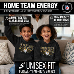 Pittsburgh Steelers NFL Youth Overtime Blueprint Football Fleece Hooded Sweatshirt - Black