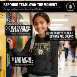 Pittsburgh Steelers NFL Youth Overtime Blueprint Football Fleece Hooded Sweatshirt - Black