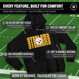 Pittsburgh Steelers NFL Youth Repeating Logo Football Fleece Hooded Sweatshirt - Black