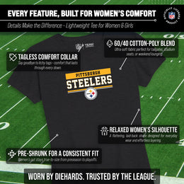 Pittsburgh Steelers NFL Women's Team Block Charcoal Tagless T-Shirt - Charcoal