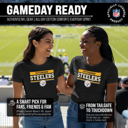 Pittsburgh Steelers NFL Women's Team Block Charcoal Tagless T-Shirt - Charcoal