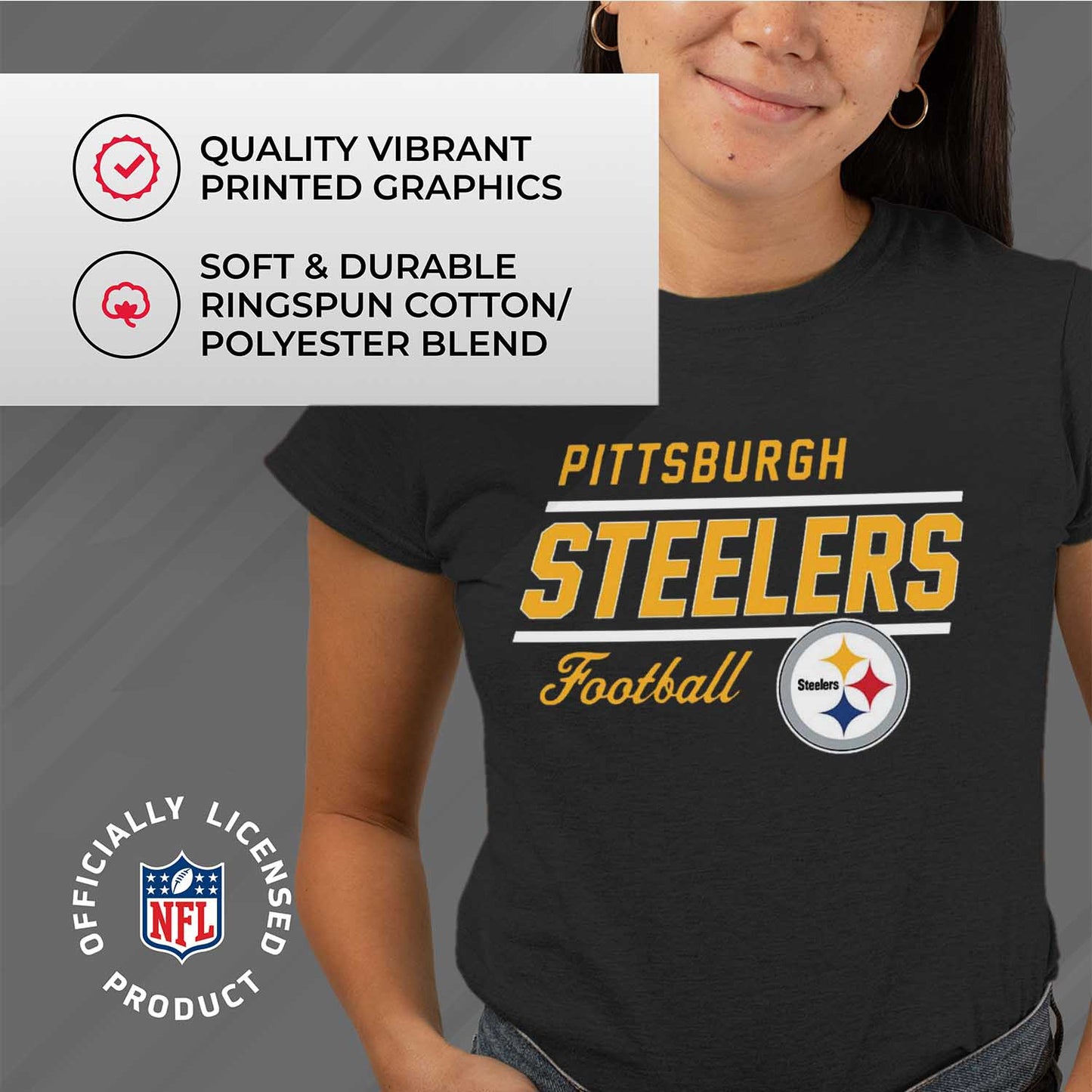 Pittsburgh Steelers NFL Gameday Women's Relaxed Fit T-shirt - Black