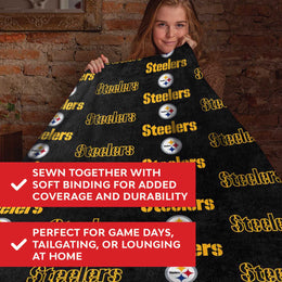 Pittsburgh Steelers NFL Double Sided Blanket - Black
