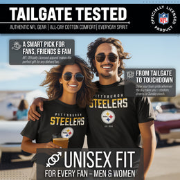 Pittsburgh Steelers Adult NFL Diagonal Fade Color Block T-Shirt - Black