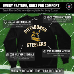 Pittsburgh Steelers NFL Adult Unisex Retro Gameday Ultra Soft Fleece Crewneck Sweatshirt - Black