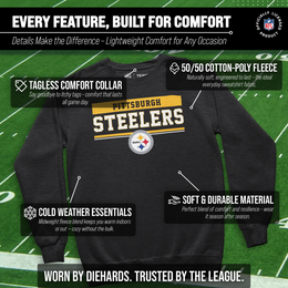 Pittsburgh Steelers NFL Adult Long Sleeve Team Block Charcoal Crewneck Sweatshirt - Charcoal