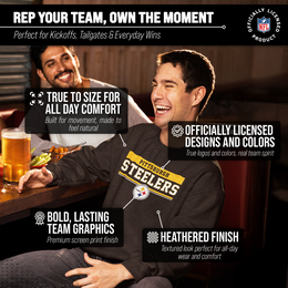 Pittsburgh Steelers NFL Adult Long Sleeve Team Block Charcoal Crewneck Sweatshirt - Charcoal