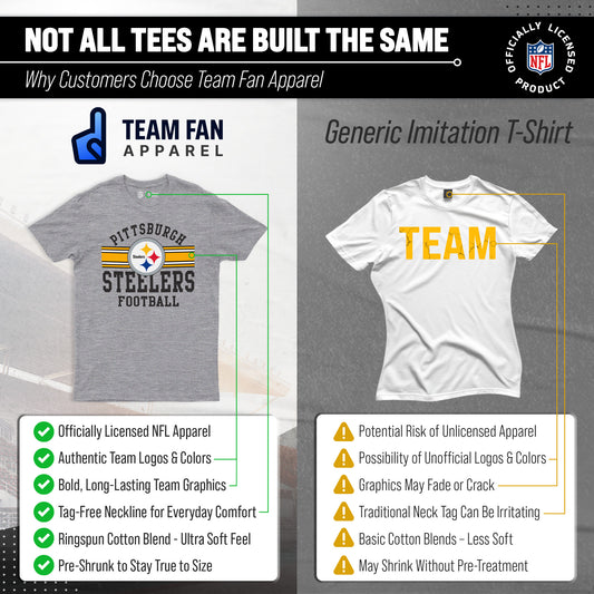 Pittsburgh Steelers NFL Adult Short Sleeve Team Stripe Tee - Sport Gray