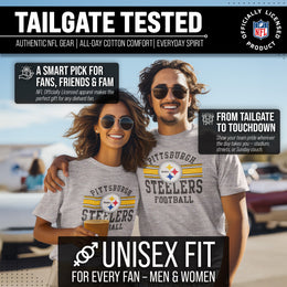 Pittsburgh Steelers NFL Adult Short Sleeve Team Stripe Tee - Sport Gray