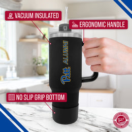 Pitt Panthers Collegiate 40oz Stainless Steel Travel Tumbler with Handle for Alumni - Black