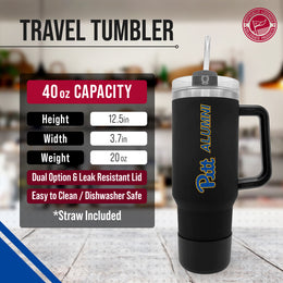 Pitt Panthers Collegiate 40oz Stainless Steel Travel Tumbler with Handle for Alumni - Black