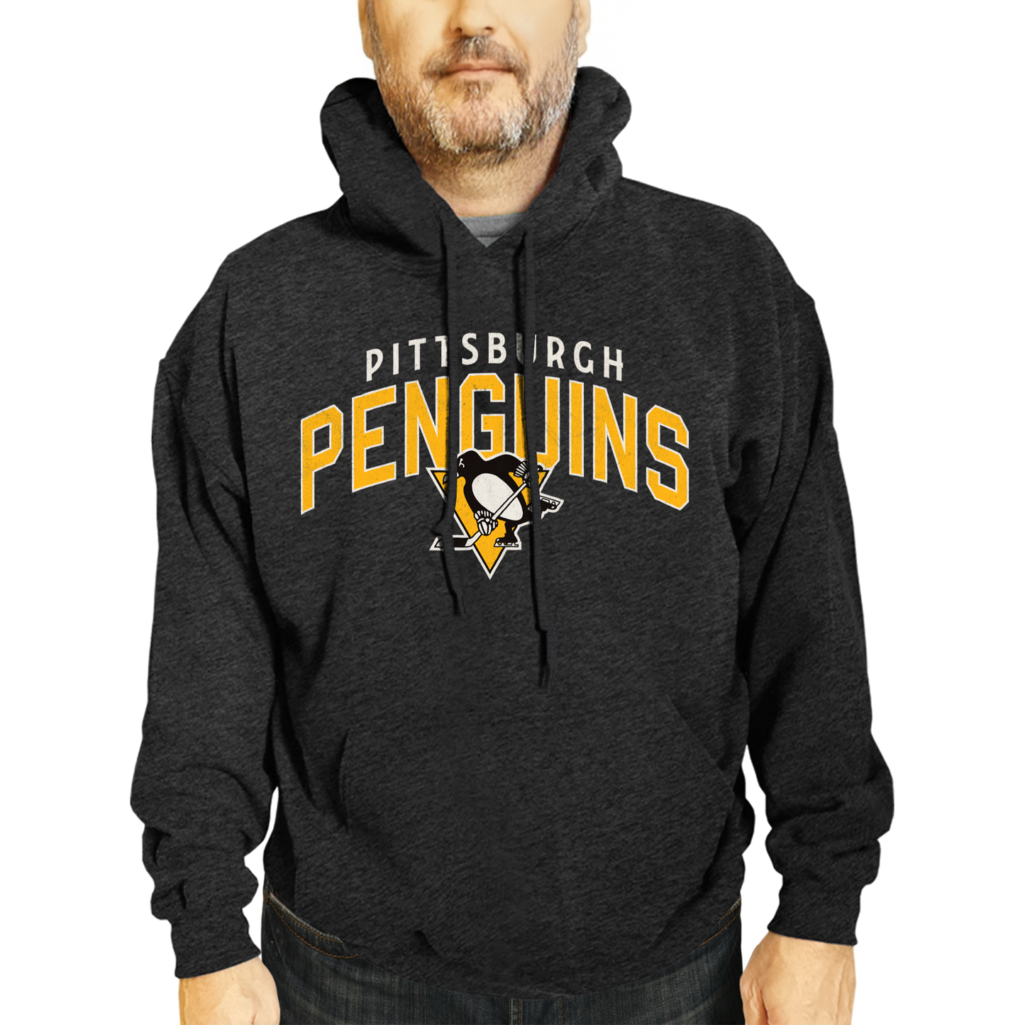 Pittsburgh Penguins NHL Adult Unisex Powerplay Hooded Sweatshirt - Black Heather