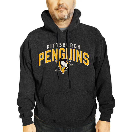 Pittsburgh Penguins NHL Adult Unisex Powerplay Hooded Sweatshirt - Black Heather