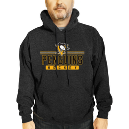 Pittsburgh Penguins NHL Adult Heather Charcoal True Fan Hooded Sweatshirt Unisex - Charcoal