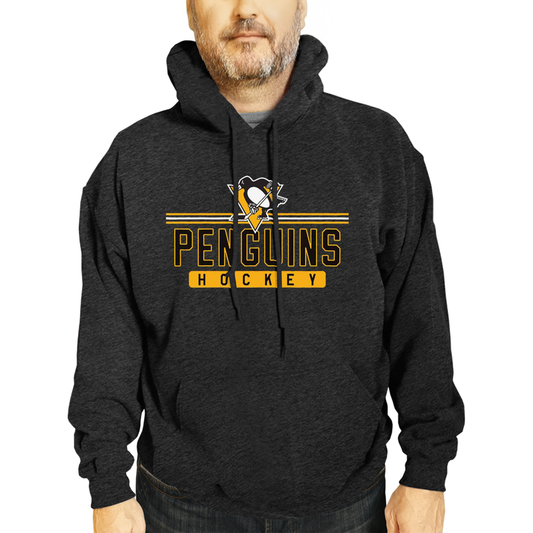 Pittsburgh Penguins NHL Adult Heather Charcoal True Fan Hooded Sweatshirt Unisex - Charcoal