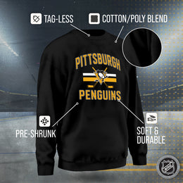Pittsburgh Penguins Adult NHL Faceoff Hockey Fleece Crewneck Sweatshirt - Black