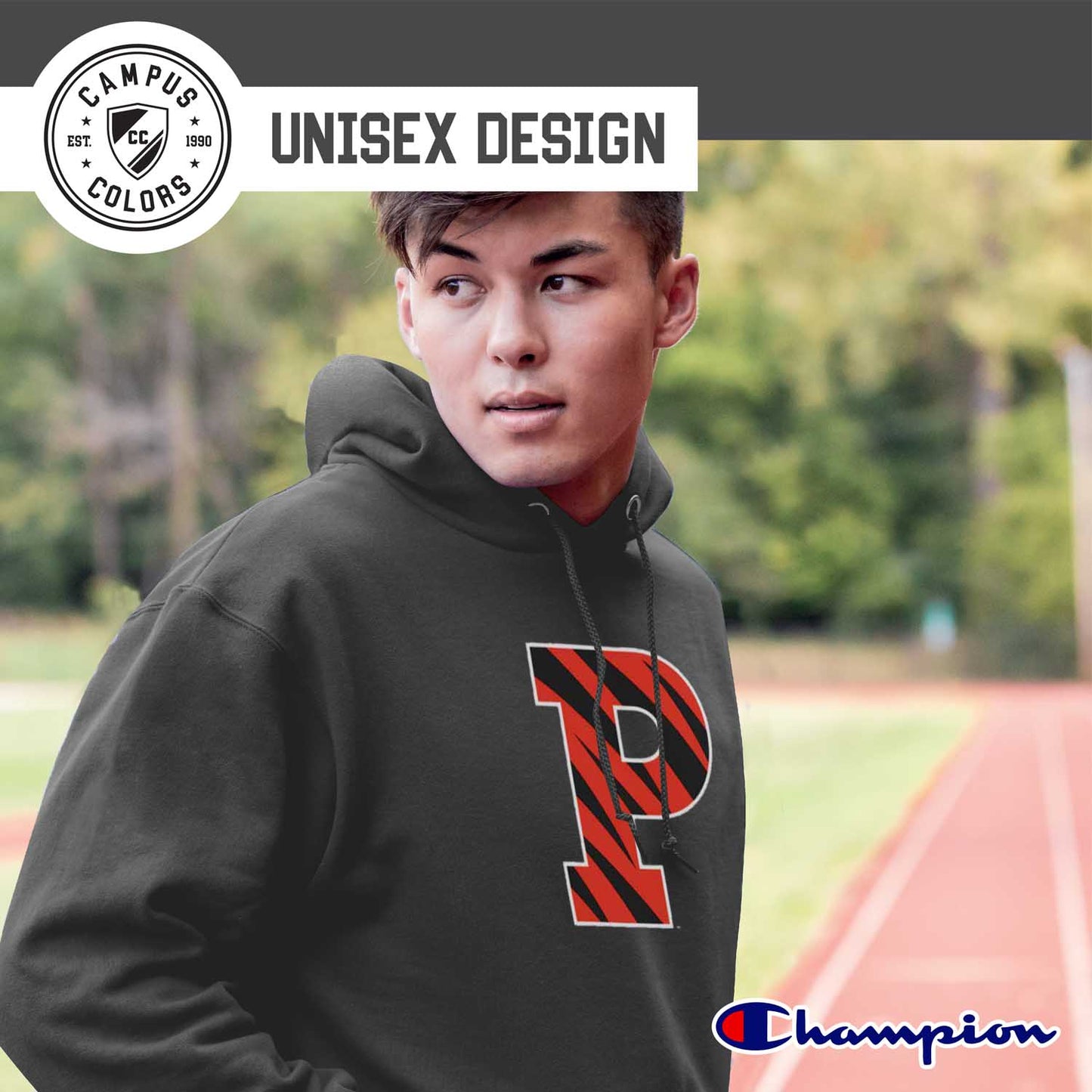 Princeton Tigers Adult Mascot Fleece Hooded Sweatshirt - Charcoal