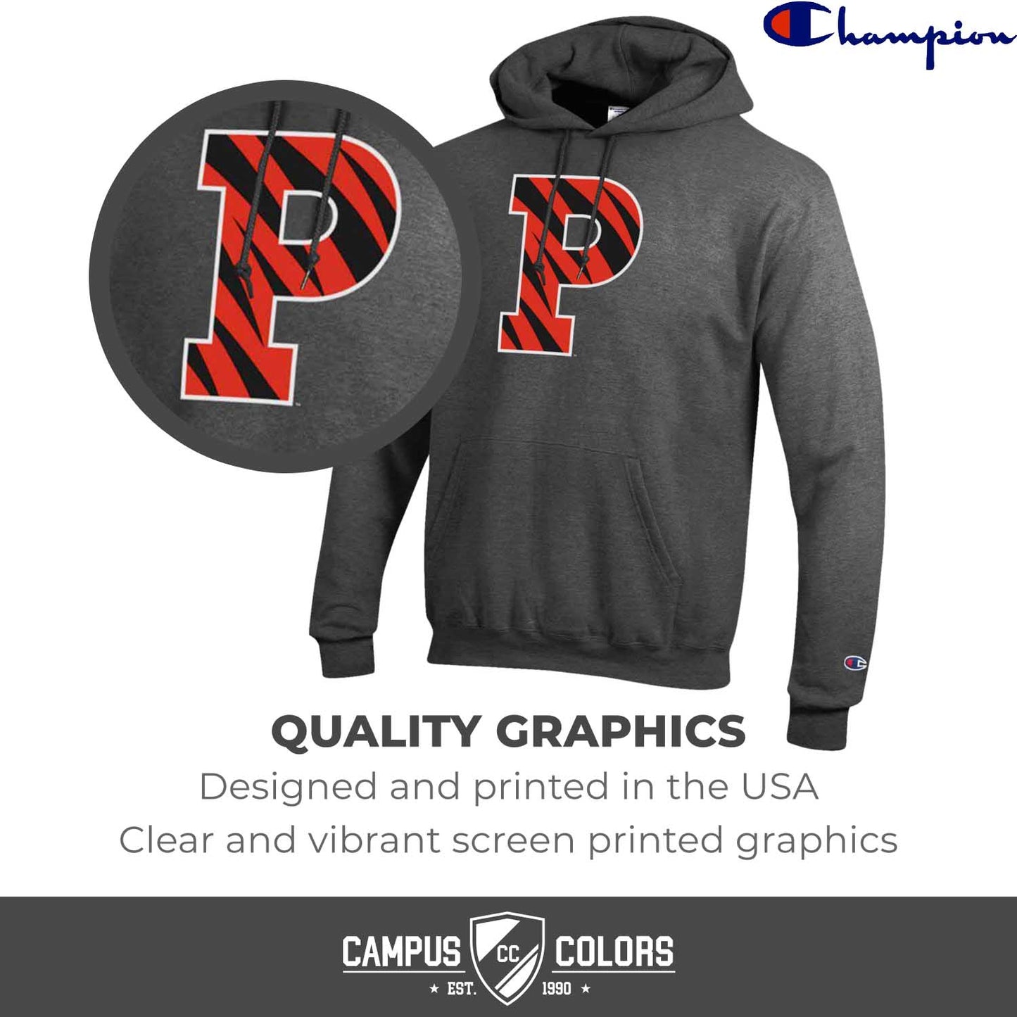 Princeton Tigers Adult Mascot Fleece Hooded Sweatshirt - Charcoal