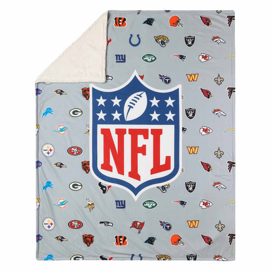 NFL  Ultimate Football Fan All Team Logo Sherpa Blanket - Team Color