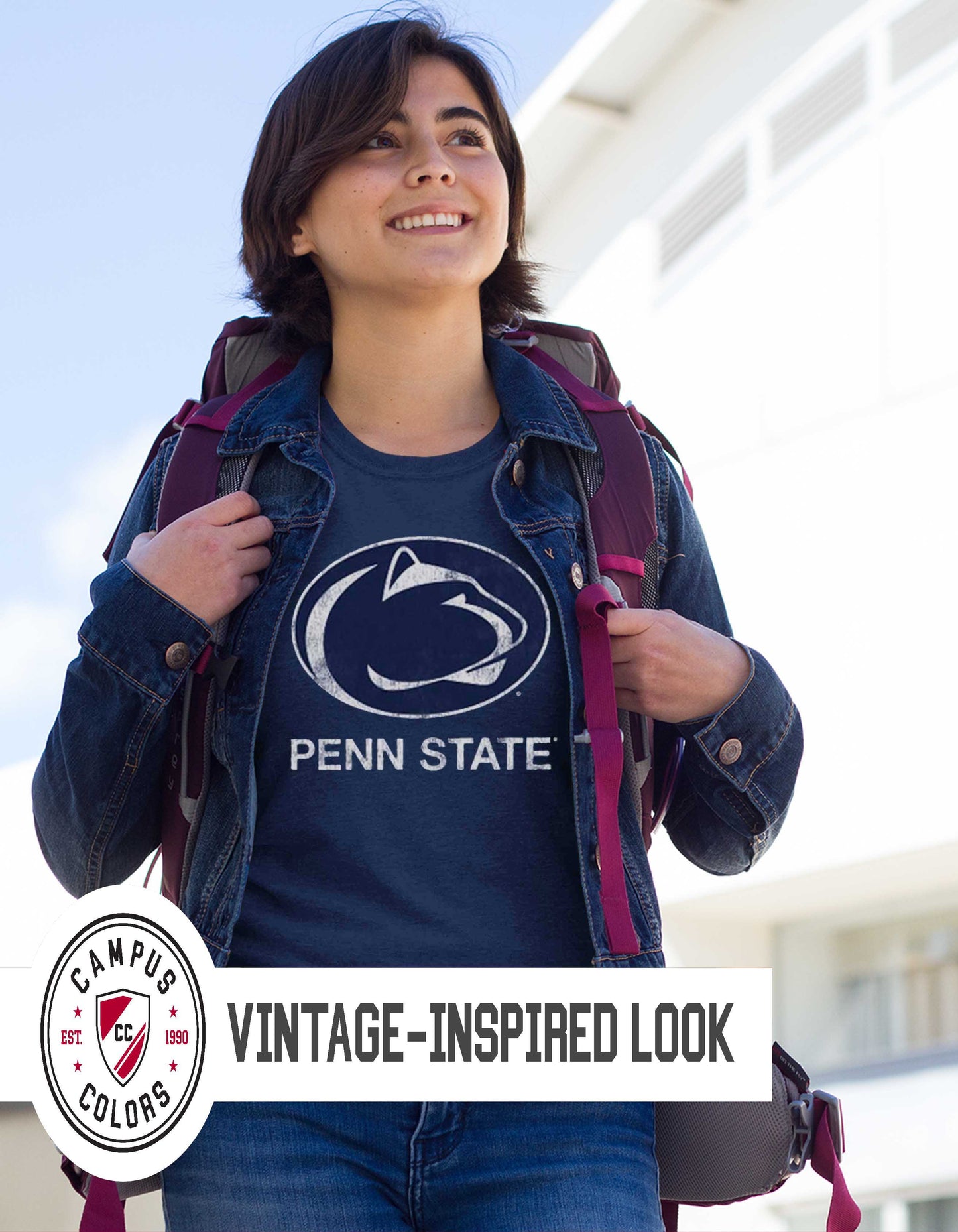 Penn State Nittany Lions Adult MVP Heathered Cotton Blend T-Shirt - Navy