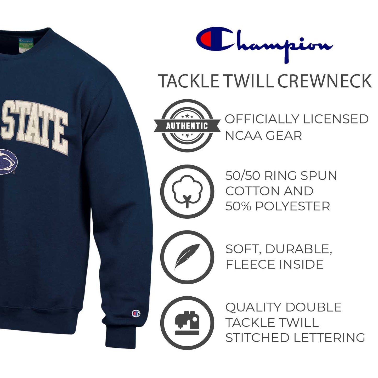 Penn State Nittany Lions Adult Tackle Twill Crewneck - Navy