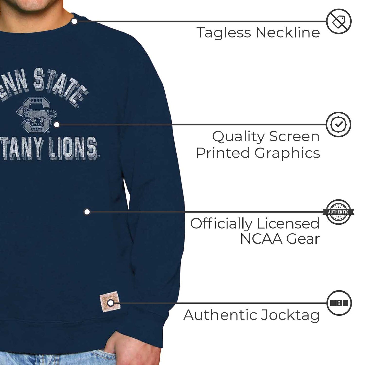 Penn State Nittany Lions Adult University Crewneck - Navy