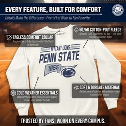 Penn State Nittany Lions NCAA Adult Unisex Varsity Club Pennant Crewneck Fleece Sweatshirt - Off White