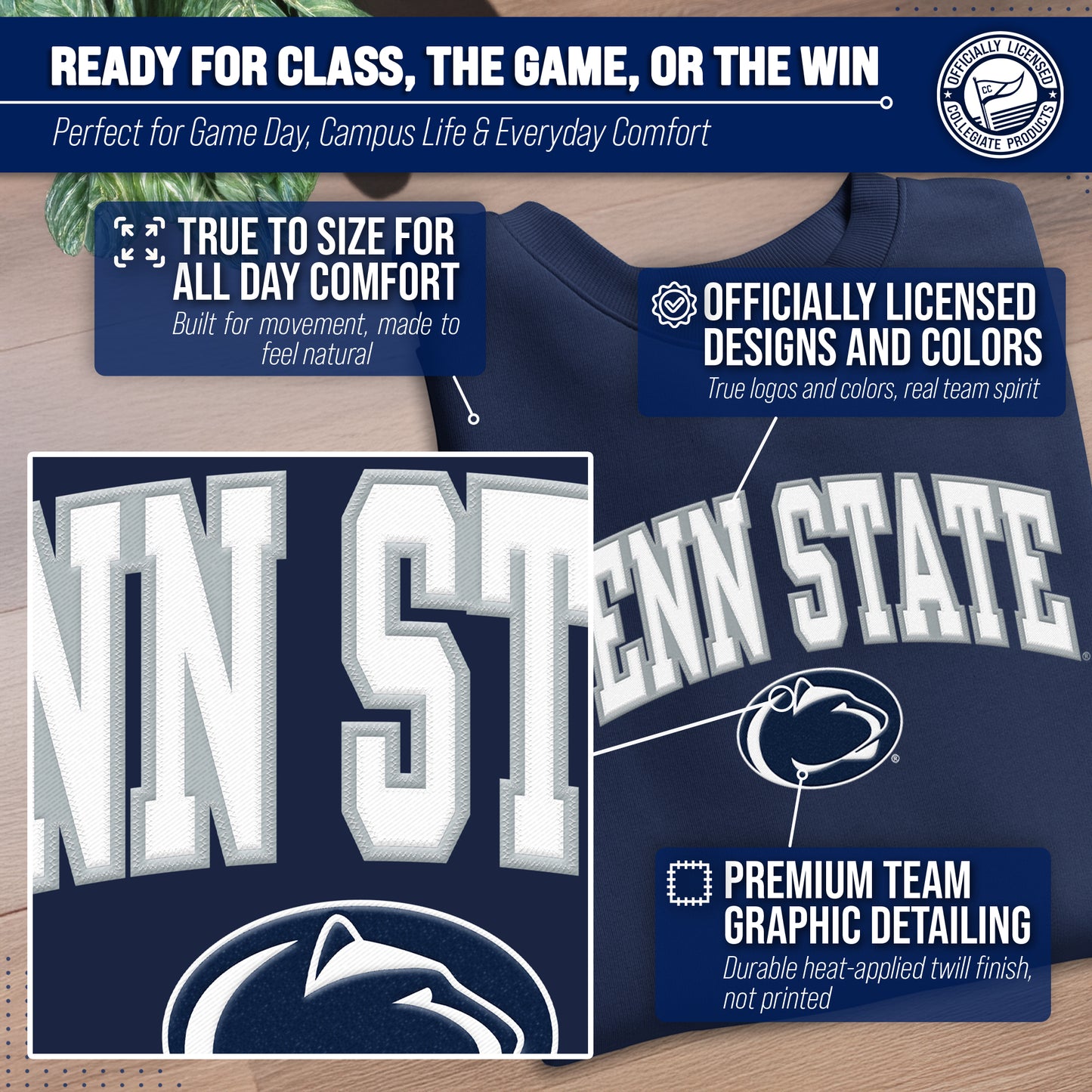 Penn State Nittany Lions NCAA Adult Tackle Twill Crewneck Sweatshirt - Navy