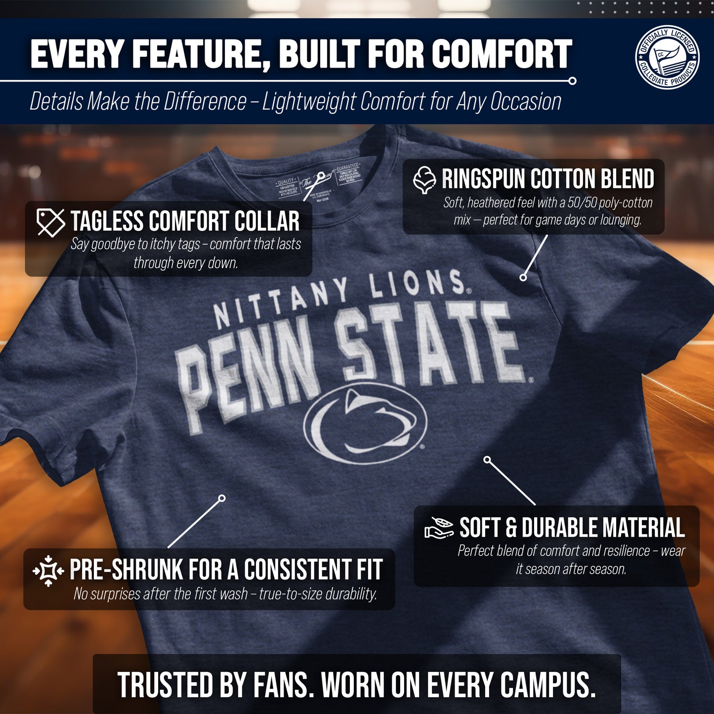 Penn State Nittany Lions NCAA Adult Unisex Starting Fresh T-Shirt - Navy Heather