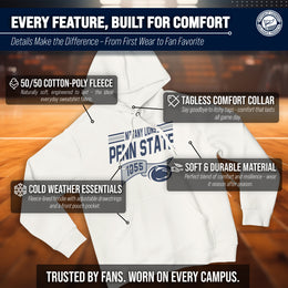 Penn State Nittany Lions NCAA Adult Unisex Varsity Club Pennant Hooded Fleece Sweatshirt - Off White