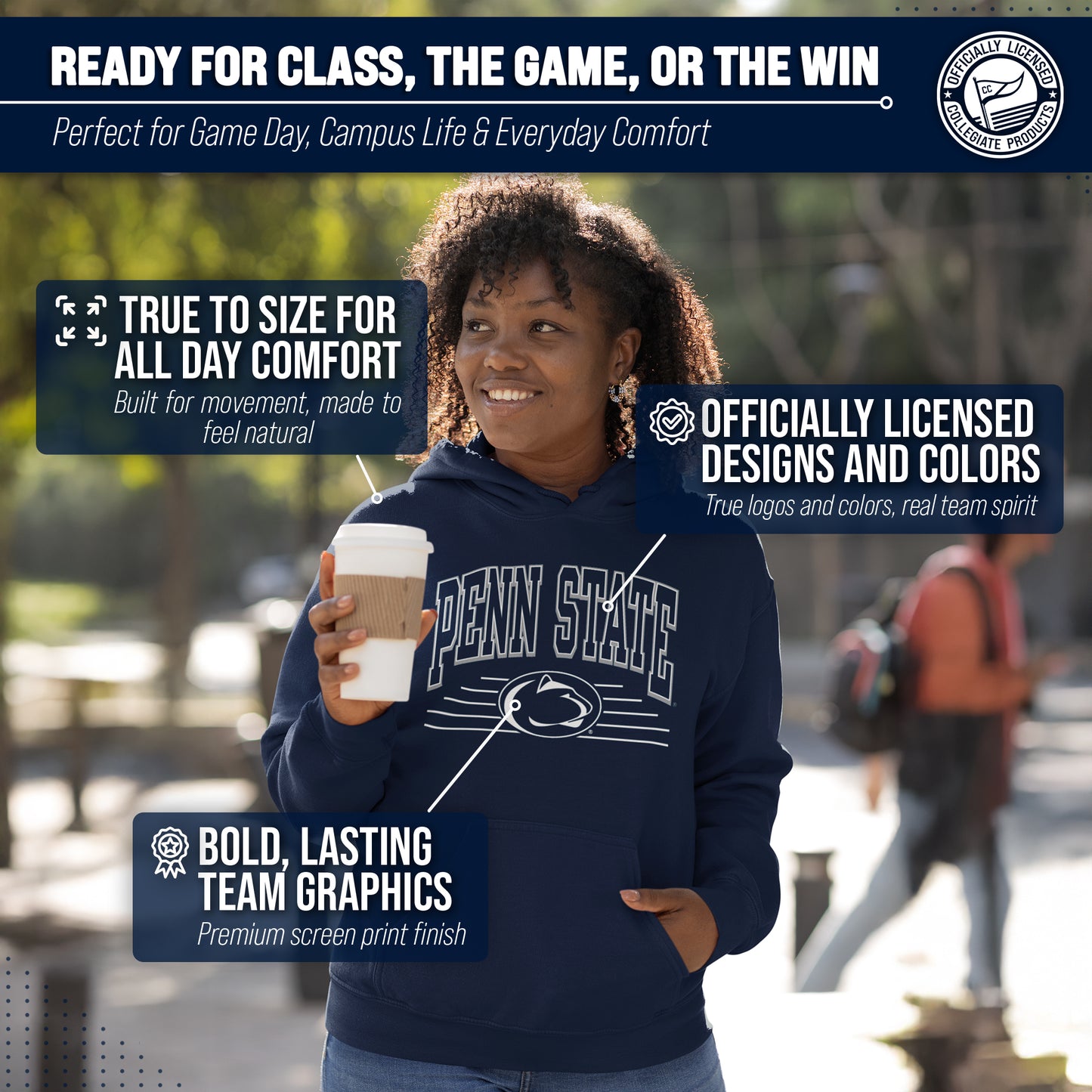 Penn State Nittany Lions NCAA Adult Unisex Overtime Classics Hooded Fleece Sweatshirt - Navy