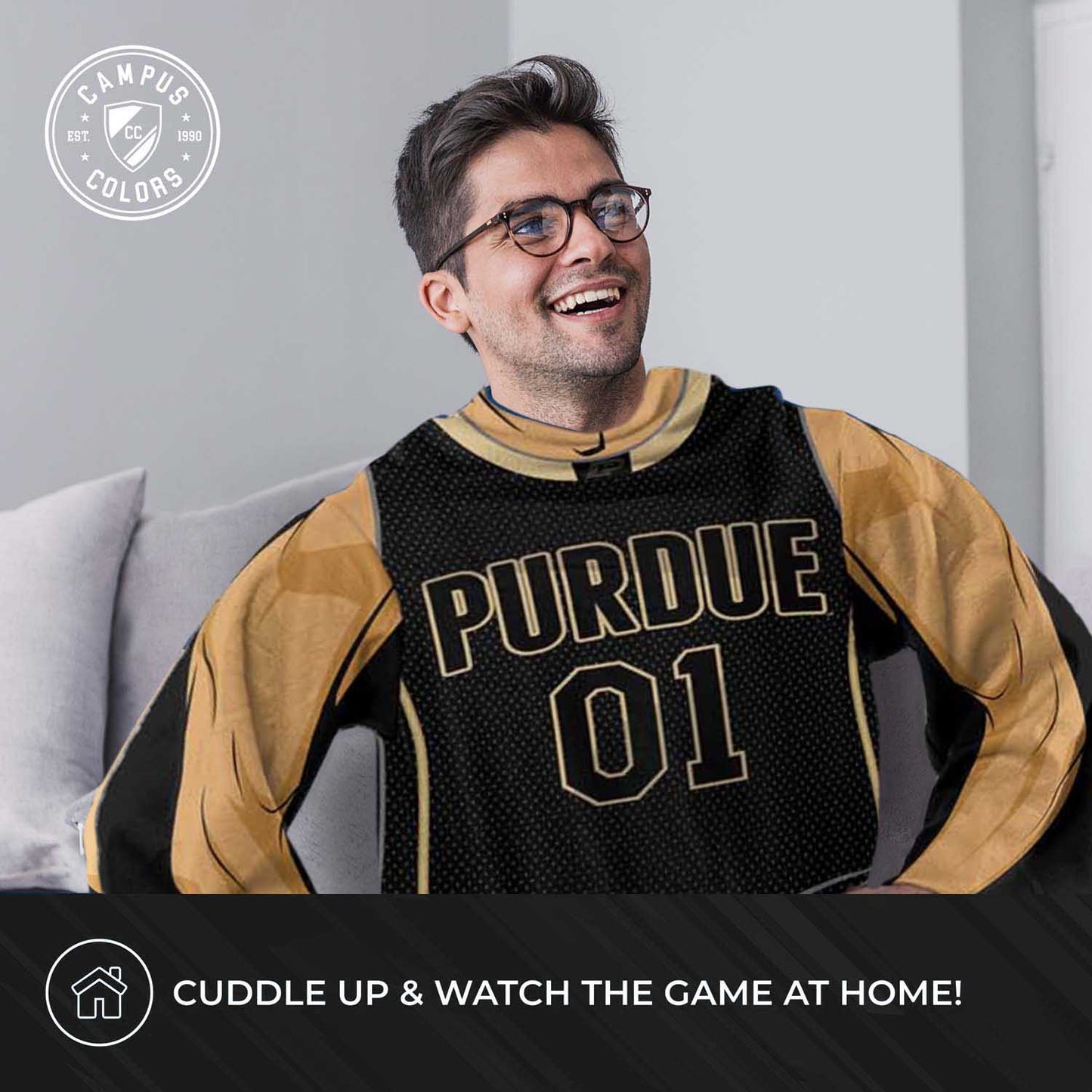 Purdue Boilermakers NCAA Team Wearable Blanket with Sleeves - Black