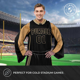 Purdue Boilermakers NCAA Team Wearable Blanket with Sleeves - Black