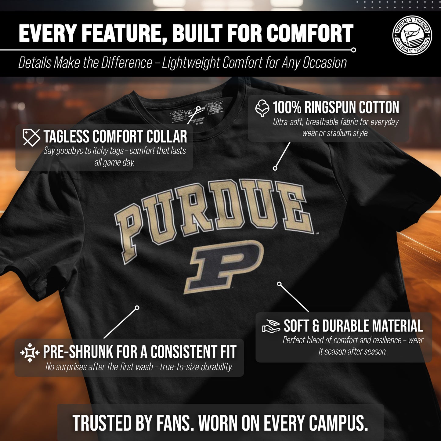 Purdue Boilermakers NCAA Adult Gameday Cotton T-Shirt - Black