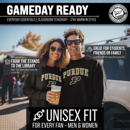 Purdue Boilermakers Campus Colors Adult Arch & Logo Soft Style Gameday Crewneck Sweatshirt  - Black