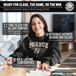 Purdue Boilermakers Campus Colors Adult Arch & Logo Soft Style Gameday Crewneck Sweatshirt  - Black