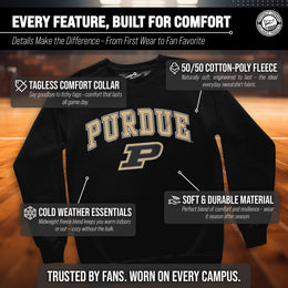 Purdue Boilermakers Campus Colors Adult Arch & Logo Soft Style Gameday Crewneck Sweatshirt  - Black