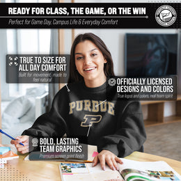 Purdue Boilermakers Campus Colors Adult Arch & Logo Soft Style Gameday Crewneck Sweatshirt  - Black