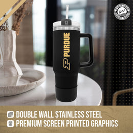 Purdue Boilermakers College & University 40 oz Travel Tumbler With Handle - Black